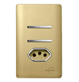 Conjunto Interruptor Simples + Paralelo + Tomada 10A 4x2 - Novara Especiais Dourada